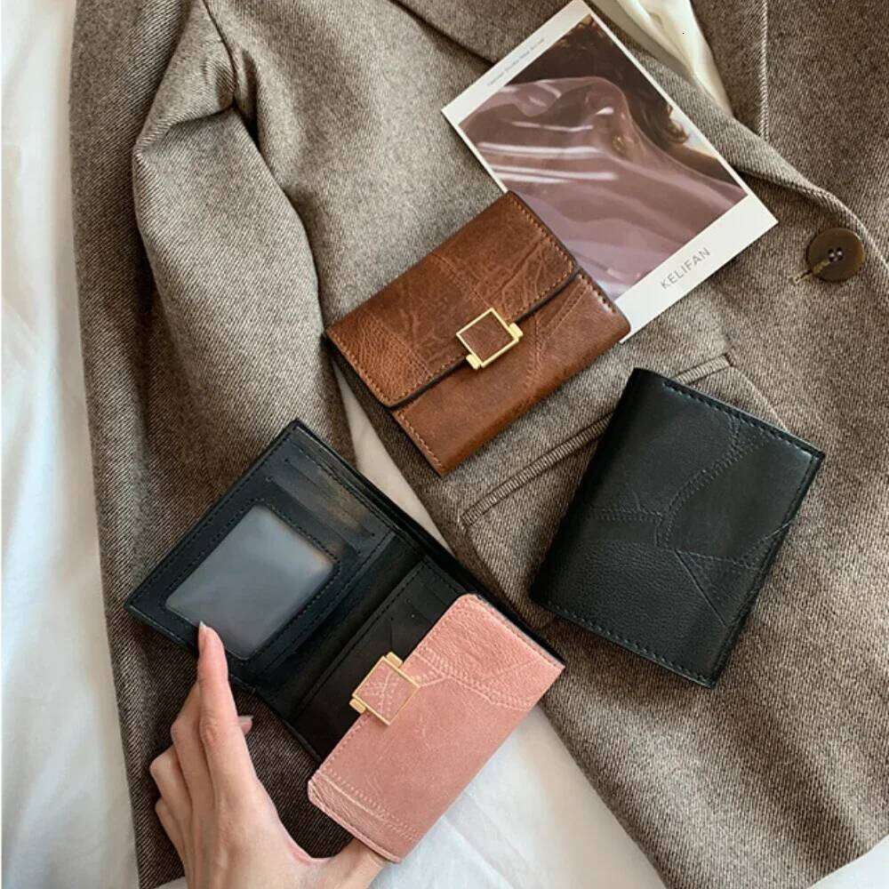 Women Wallet Vintage Short Leather Small Mini Female Fashion Multi-Card Card Holder Coin Purse Multi-functional Clutch Bag Y260206