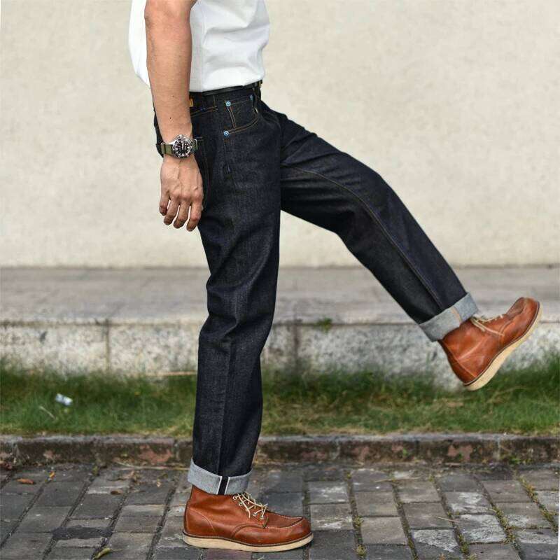 Sauce Zhan SZ6601-10OZ Men Selvedge Sanforized Denim Summer Indigo Jeans for Man Regular Fit Straight Leg 10 Oz X260207