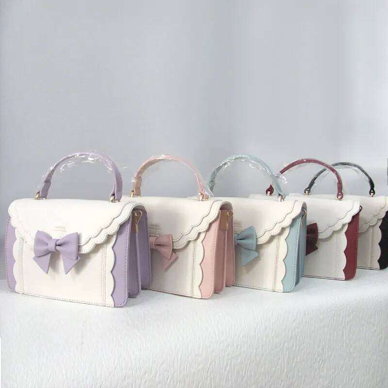 JIAERDI Lolita Bow Square Messenger Women Harajuku Handle Uniform Pink Hand Bag Female Sweeet Jk Crossbody Bags Aesthetic Y260205