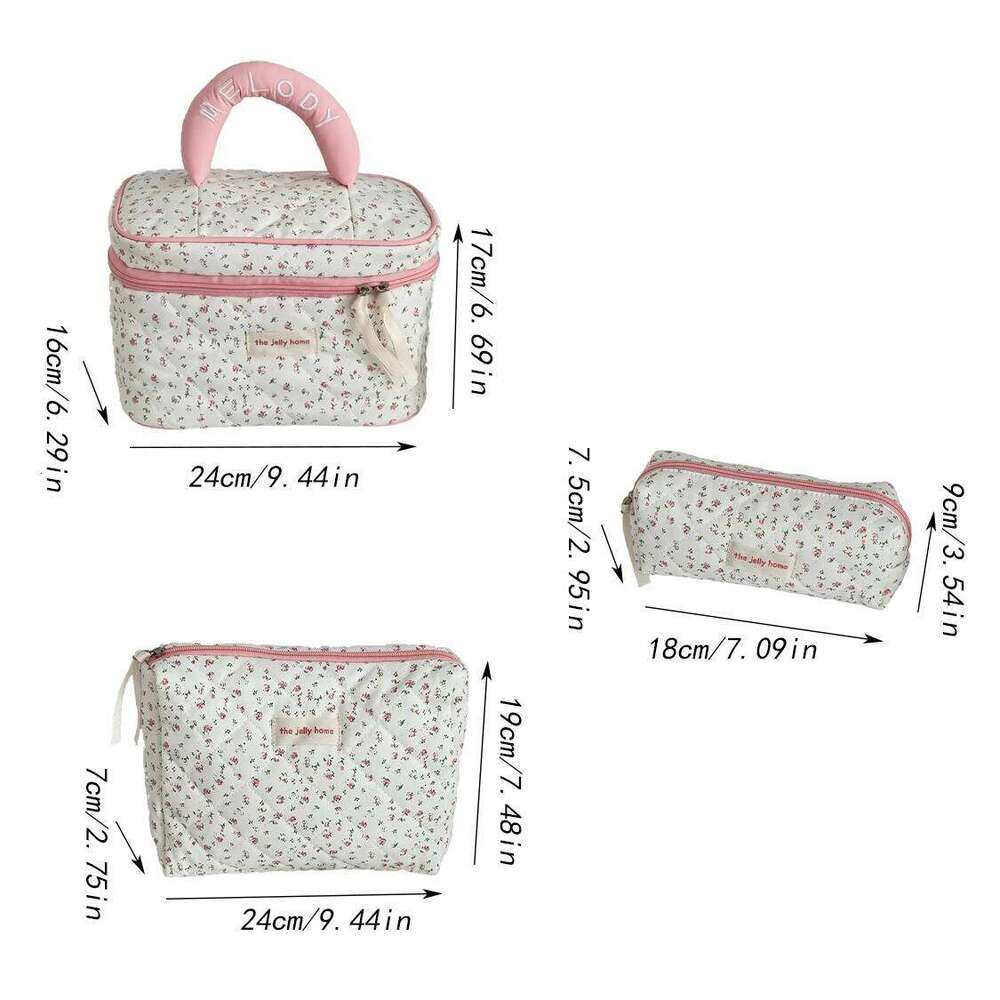 2025 Flower Women Fashion Cosmetic Quilted Large Capacity Makeup Toiletry Storage Pouch Ladies Elegant Make Up Zipper Bag Y260206