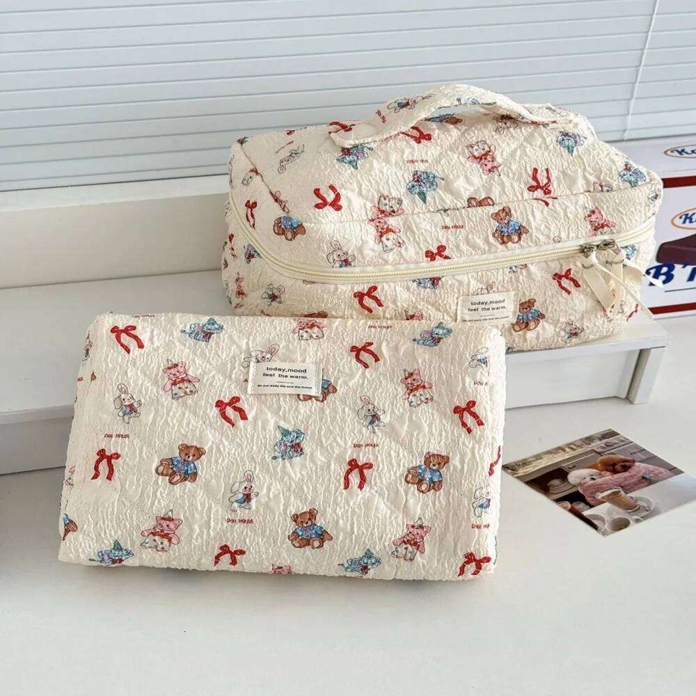 Organizers Toilet Ladies Cute Quilted Travel Cosmetic in Bag Makeup Pouch Large Capacity Y260206