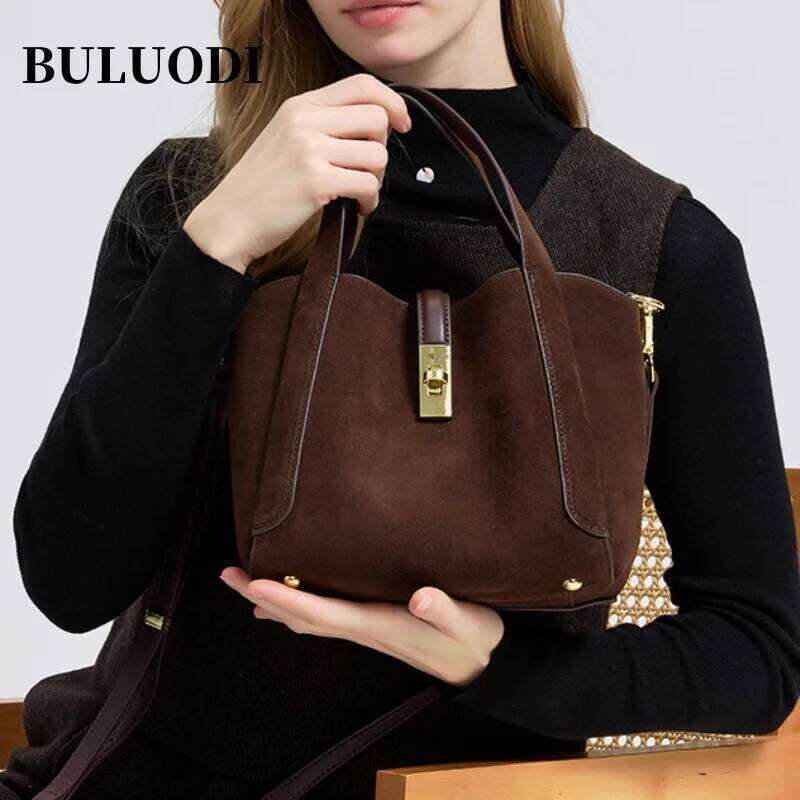 Autumn And Winter Women's Natural Suede Handbag Female Designer Luxury Brand Crossbody Shoulder bag Leather Tote Bags Y260205