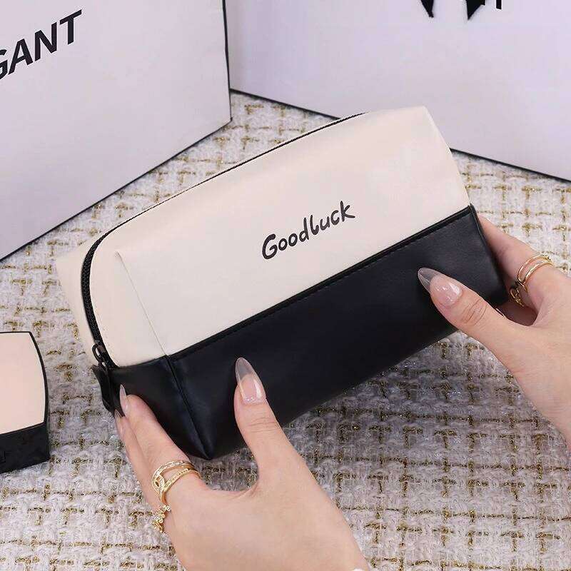 Women's PU Leather Portable Bag Large Opening Travel Cosmetic Organizer for Skincare & Makeup Essentials Y260206