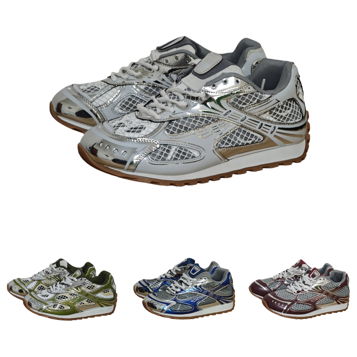 Designer Sneaker Mens Mesh Trainers Womens Lace up Lightweight Breathable Outdoor Sports Running Shoes Silver Pink White Black Red Eu 35-46