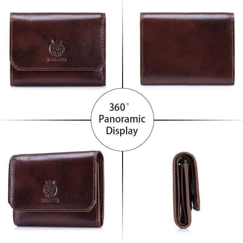 Genuine Leather Wallet for Men Minimalist Tri-Fold Purse with RFID Protection Zipper Coin Pocket Credit Card Slots Y260206