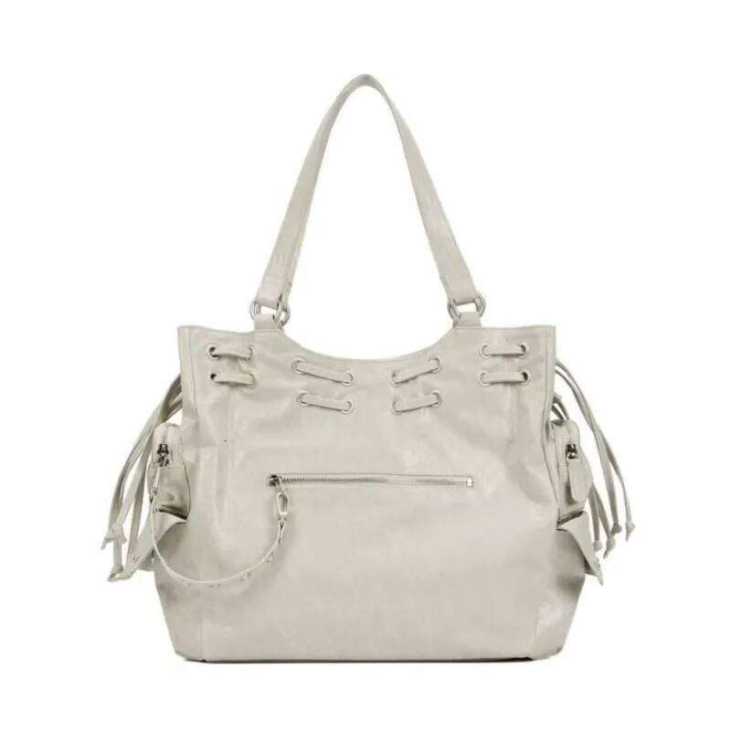 High Street Rivet Large Capacity Tote Bag Purse Women Retro Pocket Pu Leather Y2k Handbag Ladies Harajuku Casual Crossbody Bags Z260207 - view 7