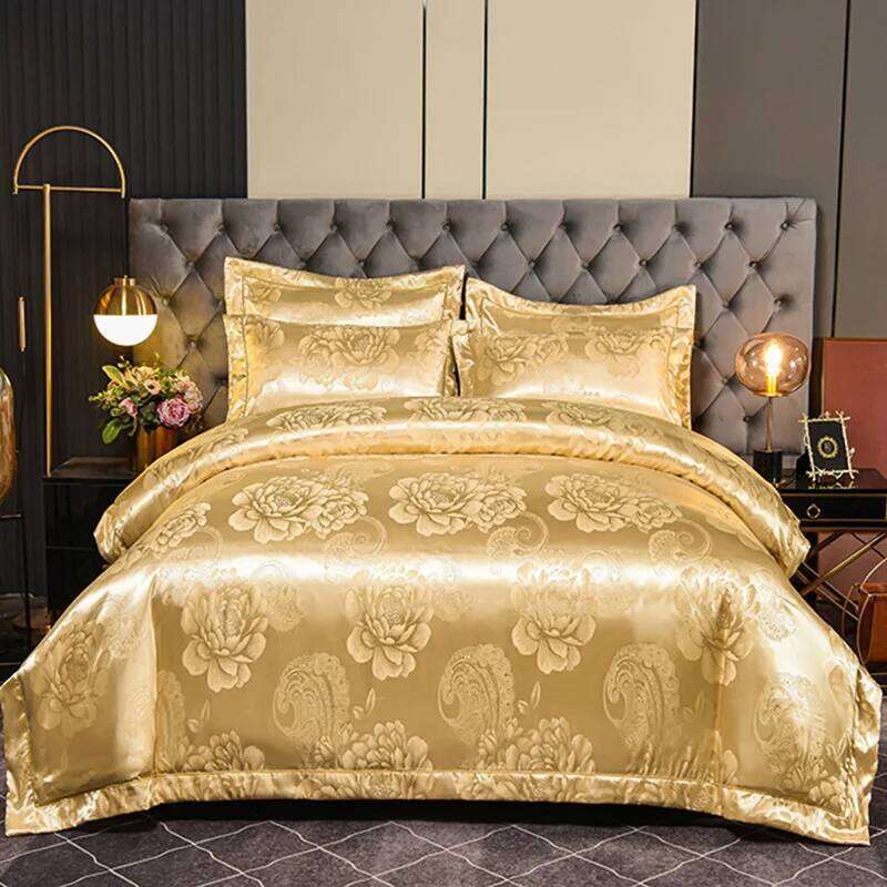 2025 new high-end satin set household bedding one-word embroidery jacquard four-piece series XJ260206