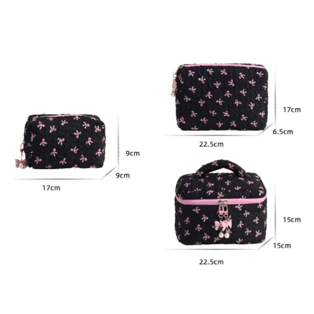 New Bowknit Print Cosmetic Large Capacity Pink Color Makeup Toiletry Bag Travel Y260206