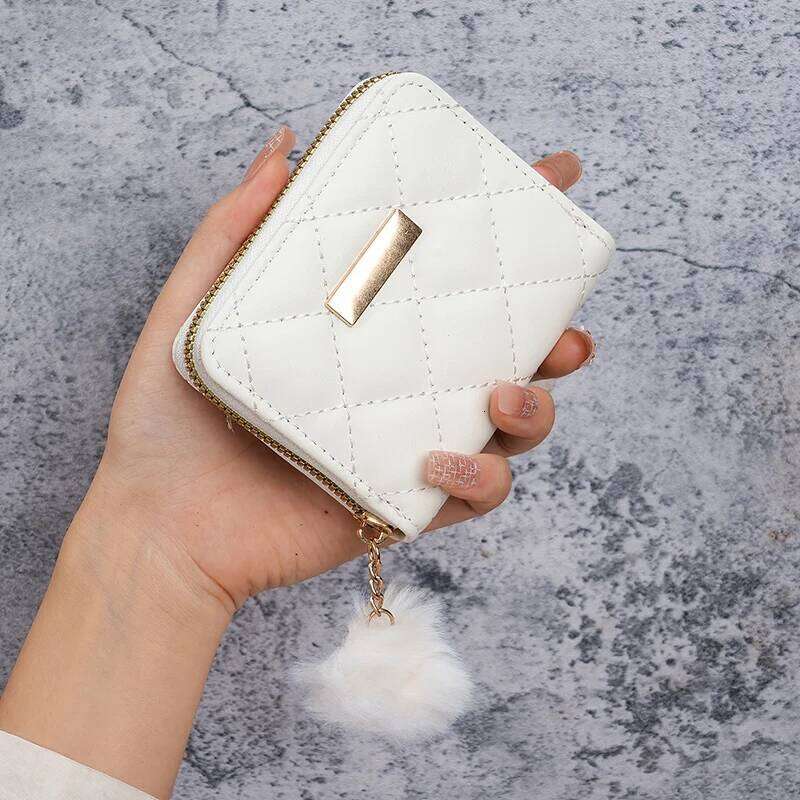 Ladies short 2024 new diamond embroidered iron hanging hair ball coin purse card leisure foreign trade package Y260206