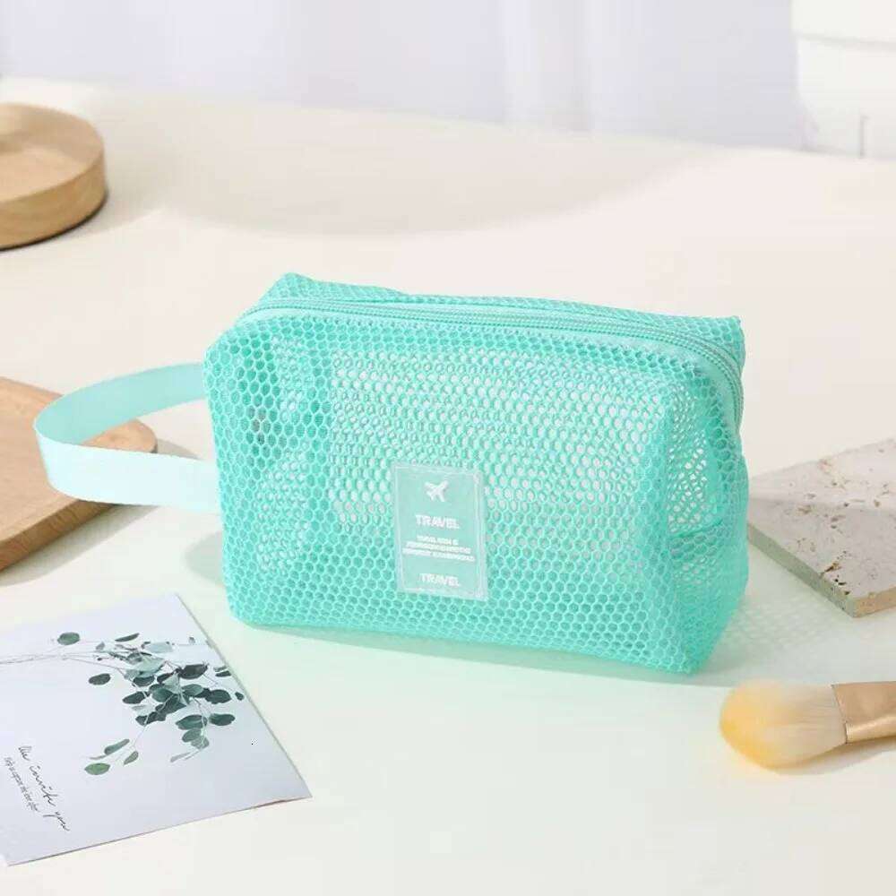 Fashion Mesh Women Wash Makeup Bag Small Transparent Travel Cosmetic Storage Pouch Portable Tote Toiletry Make Up Washbag Y260206
