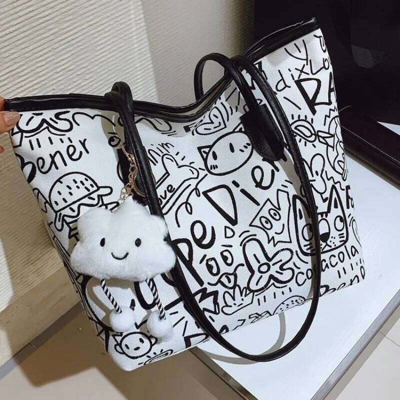 Canvas Tote Women Shoulder Casual Versatile Large Capacity Shopping Class Bag for Girl Designer Bags Y260205