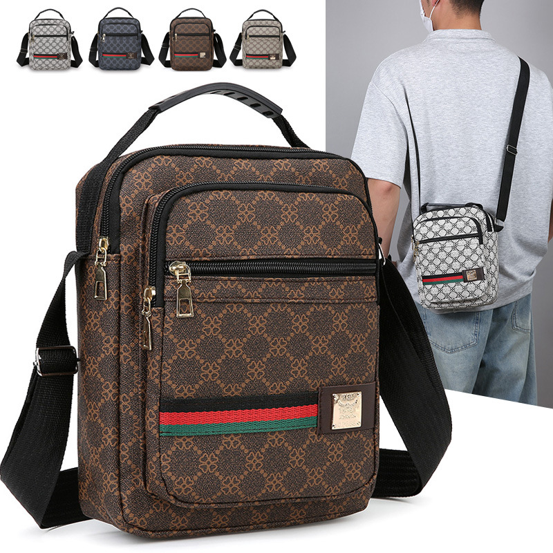 Men'S Bag New Large Capacity Shoulder Bag Leisure Business Slant Cross Bag Multi-Layer Fashion Single Backpack