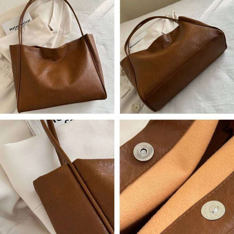 Faionable Large Capaci Soft Leather Casual Commuter Women's Tote Single oulder Bag Trendy Versatile Commuting Handbag Y260204