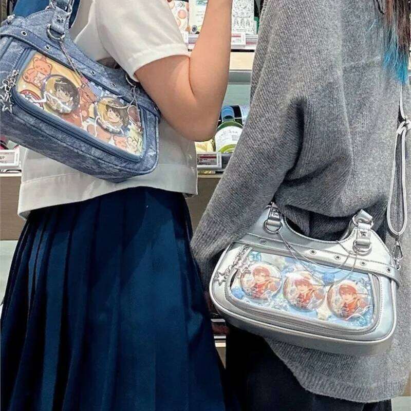 JIAERDI Harajuku Star Ita Women Double Strap Adjustable Clear Leather Tote Purse Subculture Daily Versatile Shoulder Bag Y2K Z260207 - view 7
