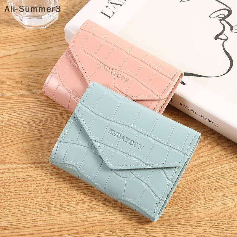 Short Women Faux Leather Multi Card Slots Holder Coin Purse Bag Portable Solid Color Mini Wallet Y260206