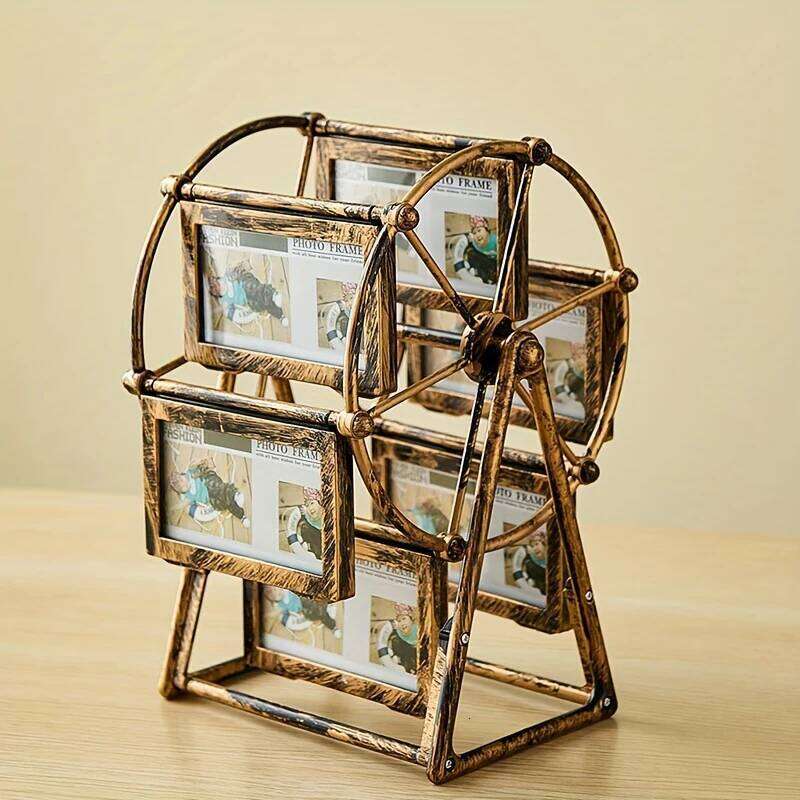 4/5/6/7/8 Inch Resin Photo Frames Vintage Picture Frame Room Decor Desktop Carved Ferris Wheel Rotating Self Installed Model S260205