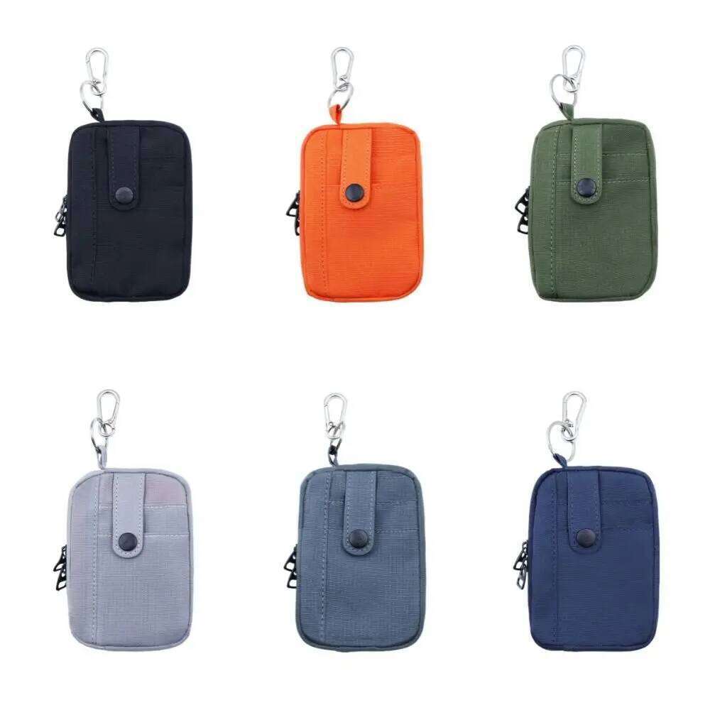 Simple Multifuctional Canvas Coin Purse Solid Color Zipper Earphone Square Lightweight Mini Storage Bag Outdoor Y260206