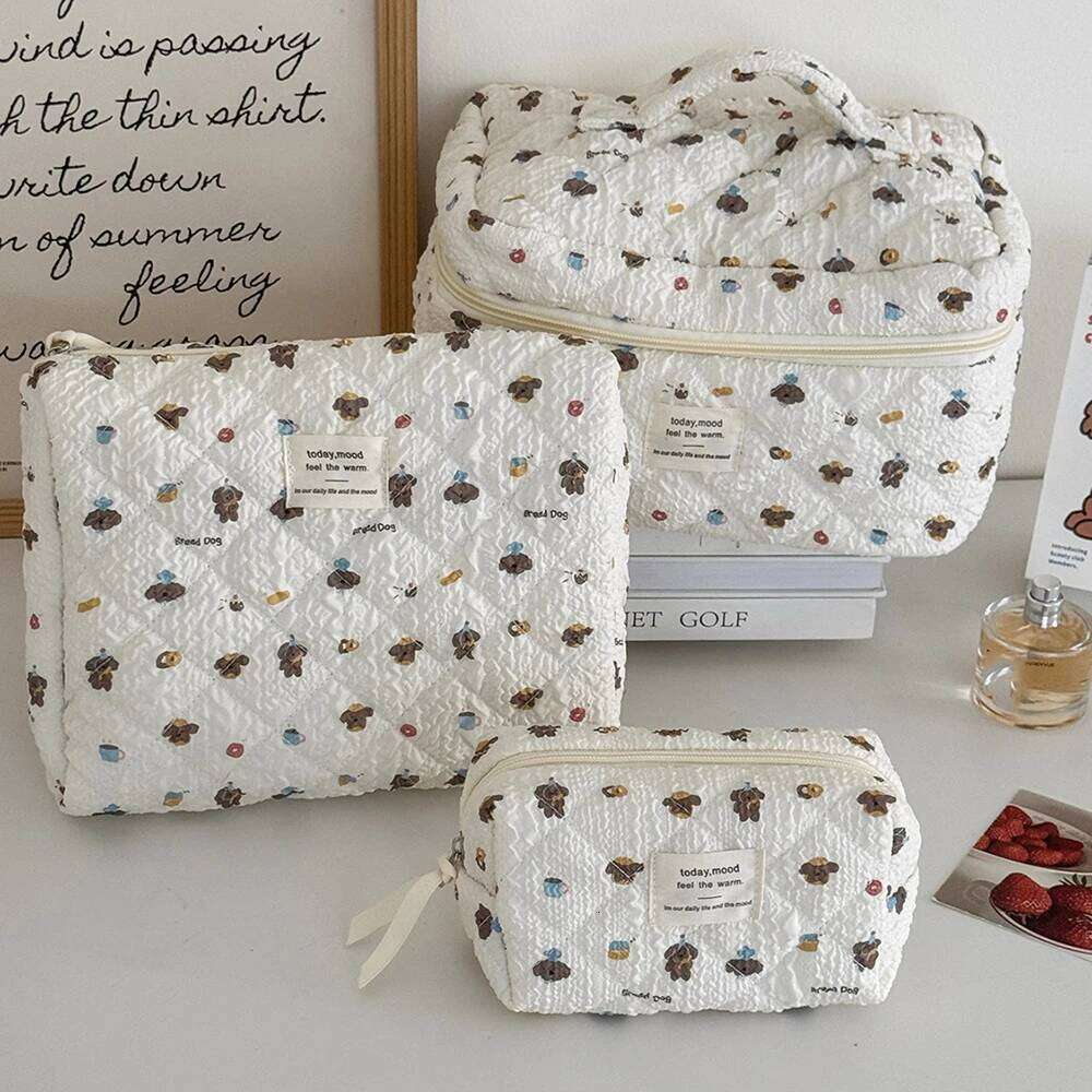 Cute Cartoon Animals Women Cosmetic Quilting Large Capacity Tote Ladies Make Up Pouch Handbag Makeup Zipper Storage Bag Y260206