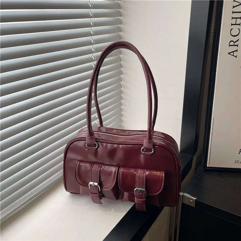 Multi-Pocket Design Pu Leather Shoulder Bags for Women Portable Work Ladies Underarm Bag Solid Color Versatile Female Handbags Y260205