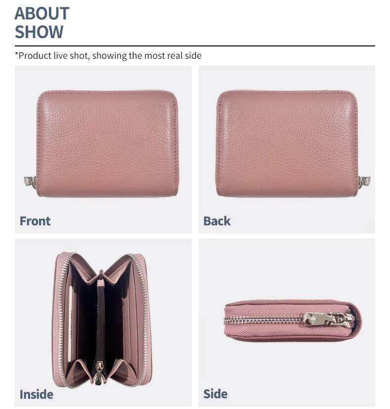 Short Wallet Genuine Holder Large Capacity Zipper Cow Leather Coin Purse Multi Card Organizer Women Handbag Y260206