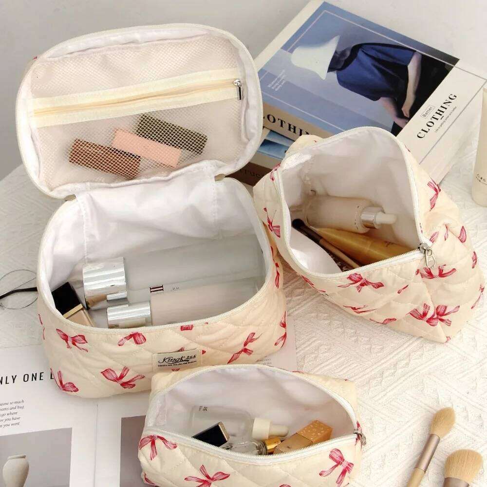 Pink Women Makeup Pouch Large Capacity Tote Travel Organizer Cosmetic Lipsticks Quilted Bag Portable Ladies Washbag Y260206