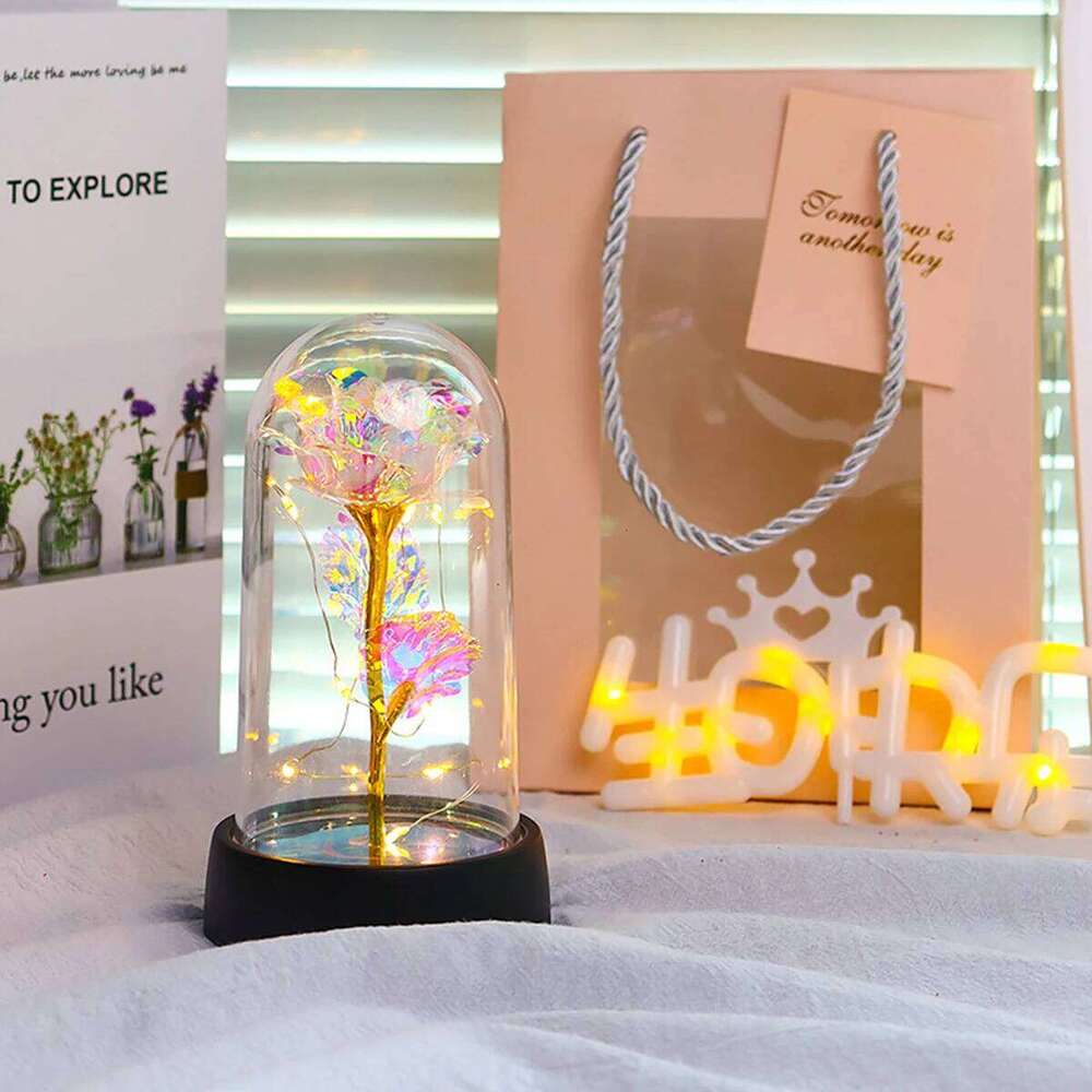 Beautiful Realistic Looking Night Light Eternal Party Supplies LED Simulation Rose Flower Valentine's Day S260204