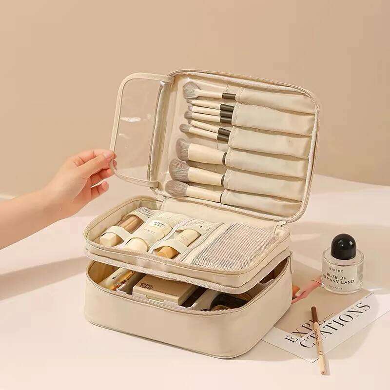 Double Layer Women's Cosmetic Portable Storage Large Capacity Makeup Travel Organizer Essentials Toiletry Bag Y260206