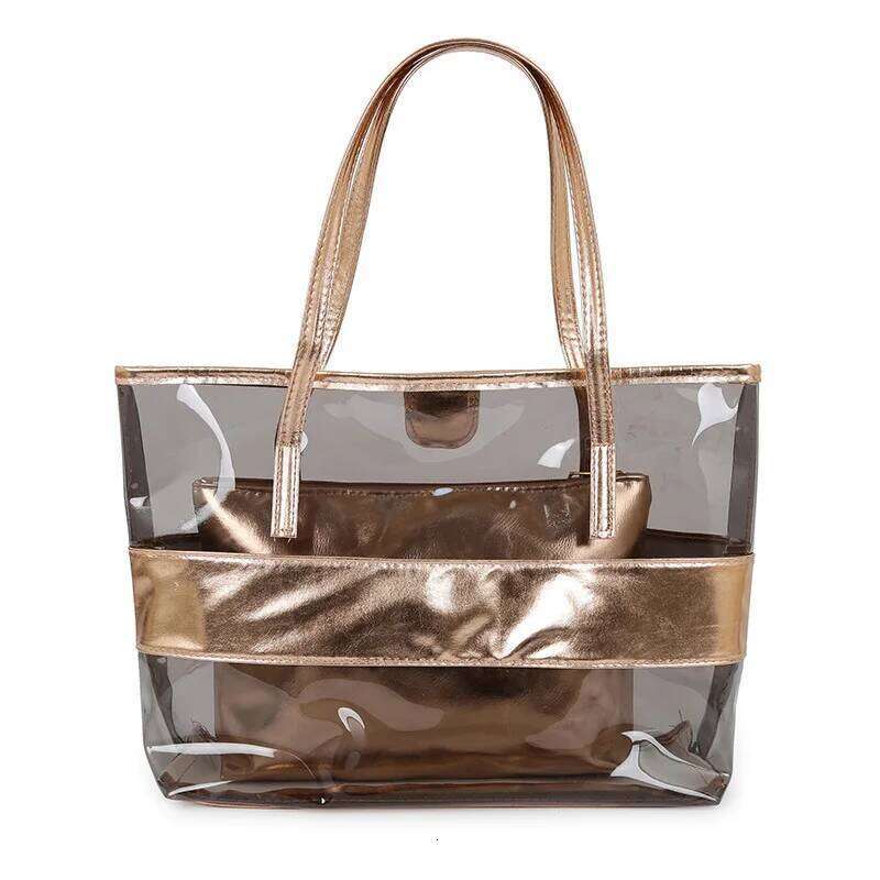 PVC European and American Fashion Women's Waterproof Transparent Crystal Jelly Shoulder Mother-in-law Beach Bag Y260205