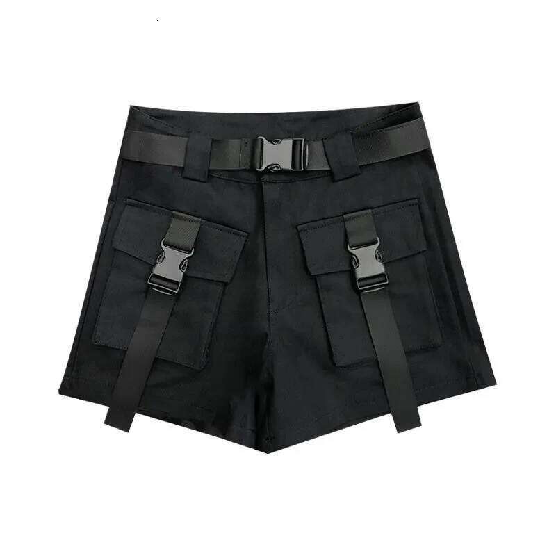 Joggers Techwear Shorts Women High Waist Alt Casual Short Cargo Pants Send Belt Harajuku Summer Emo Egirl Clothes Beach Y2K Punk XJ260206