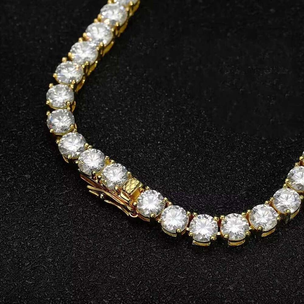 Factory Wholesale Vvs Iced Moissanite Diamond Sterling Silver Link Chain Tennis Necklace 6Mm-9Mm Custom Wedding