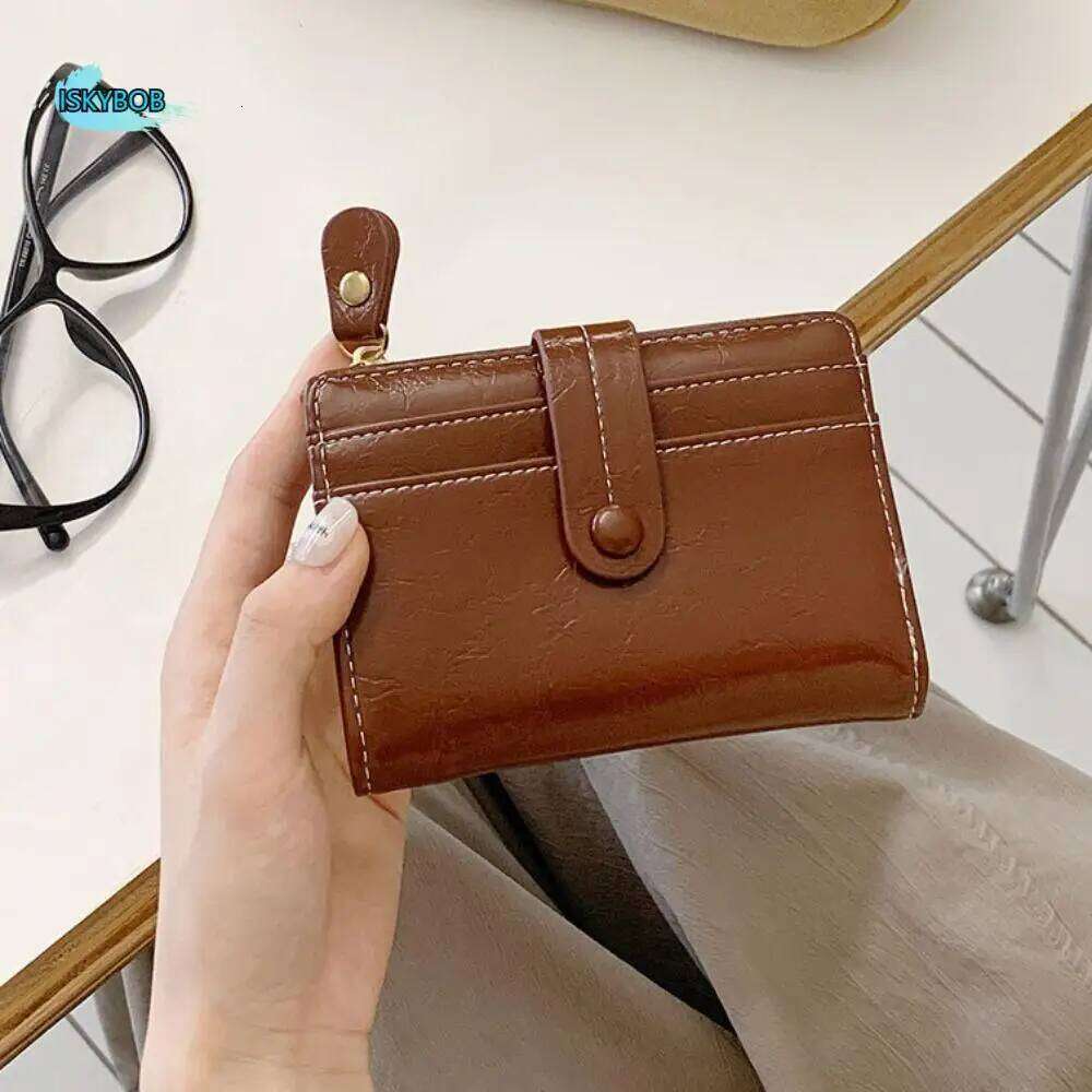 Portable Retro Women's Multi-function Zipper Pu Short Wallet Ultra Thin Card Holder Coin Purse Women Y260206
