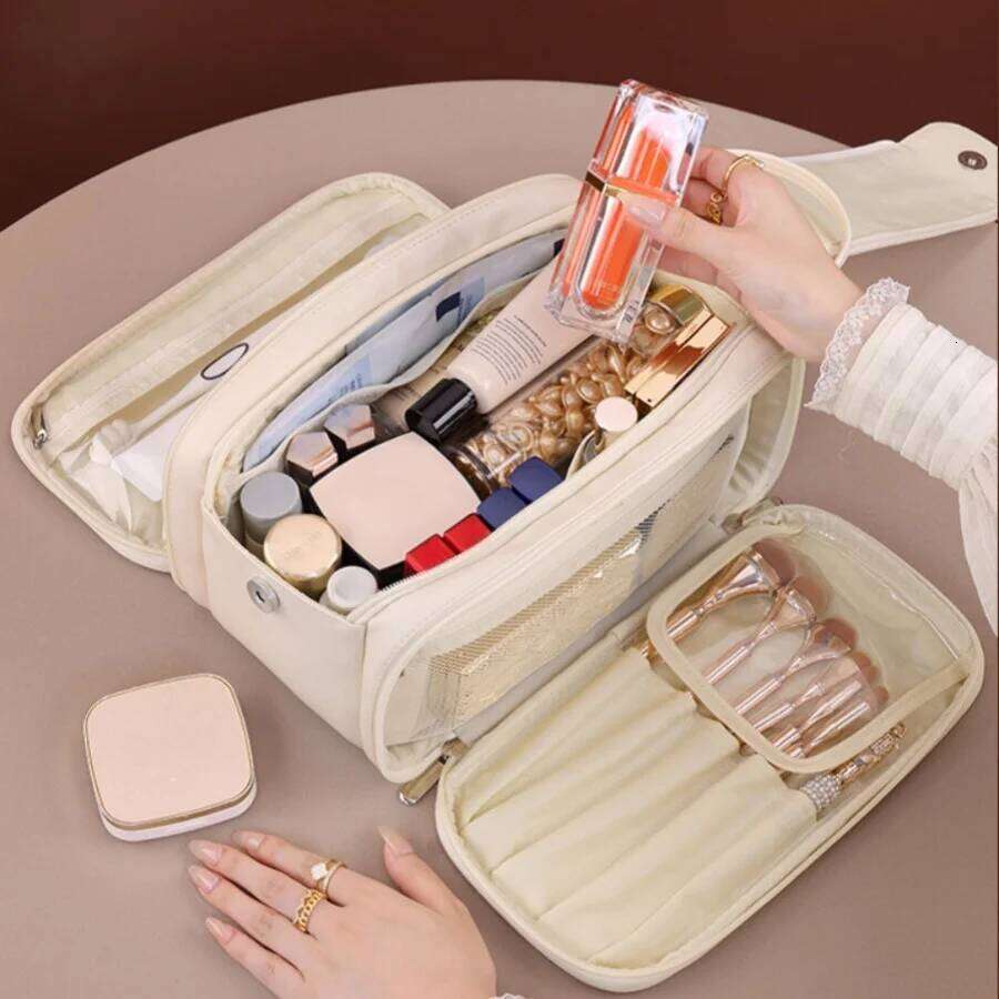Multi Functional Large Capacity PU Makeup Bag Partitioned Deauty Storage Portable Business Travel Toiletries Organizer Bags Y260206
