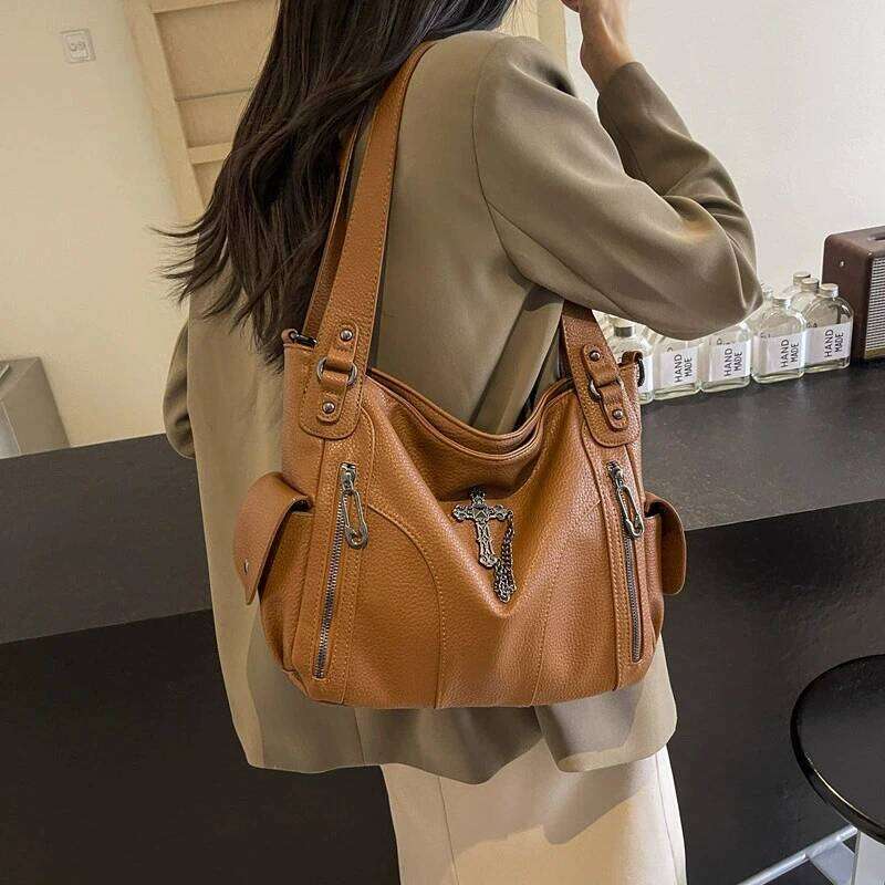 Daily Commuting Large Capacity Tote Hand Soft Pu Leather Shoulder for Women Quality Crossbody Bags Y260205