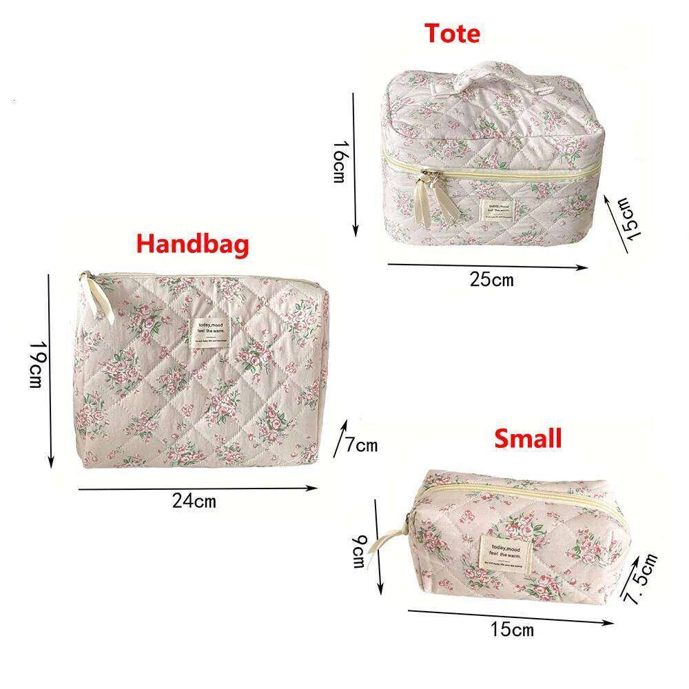 Vintage Rose Women Cosmetic Fashion Travel Organizer Makeup Quilted Pouch Ladies Make Up Storage Handbag Zipper Bag Y260206