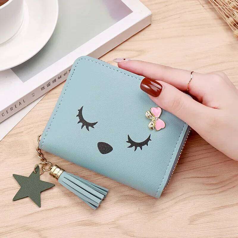 Pu Leather Bag Cute Wallet Women Student Zipper Purse Children's Coin Pouch Credit Id Holder Card Case Y260206