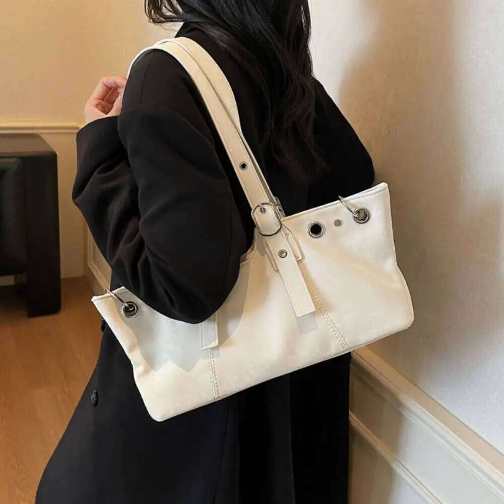 Sweet Korean Matte Solid Color PU Leather Large Capacity Handbag Tote Bag Ethnic Style Underarm Packs Women Y260204