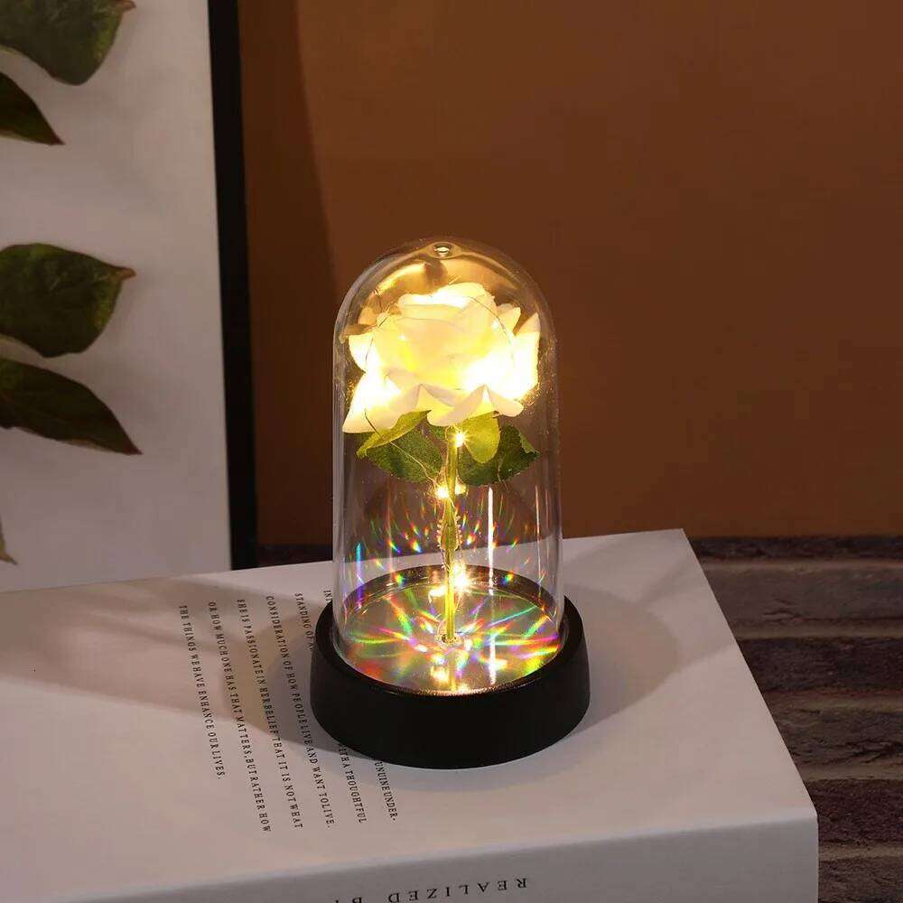 Wedding Birthday Valentine Day Gift Eternal Rose Flower Colorful Luminous Ornament For Women Mom Girlfriend Wife Home Decoration S260204 1c4