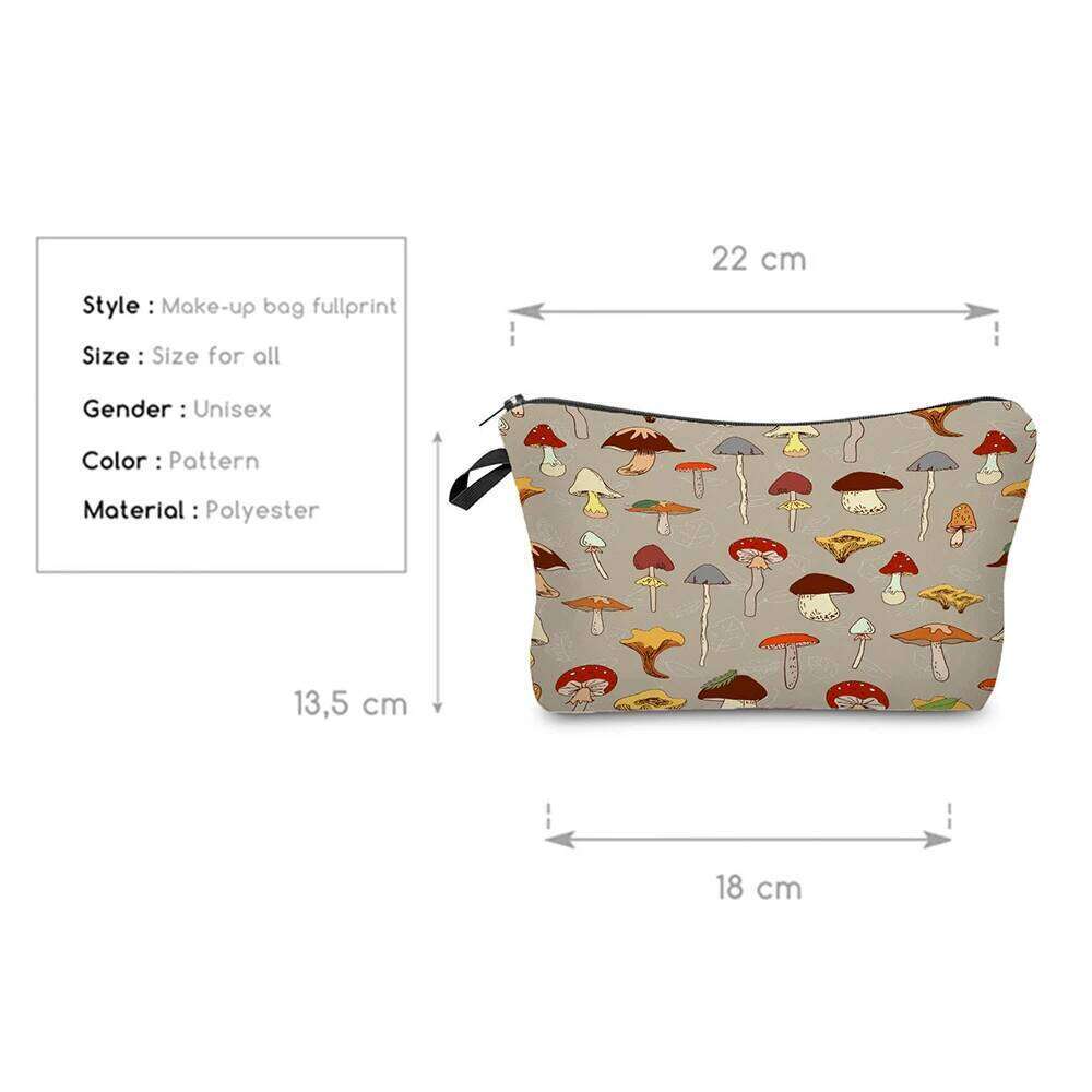 Waterproof Women's Makeup Casual Storage Bags for Trip Hot Sale Printed Mushroom Cosmetics Organizer Small Gift Bag Y260206