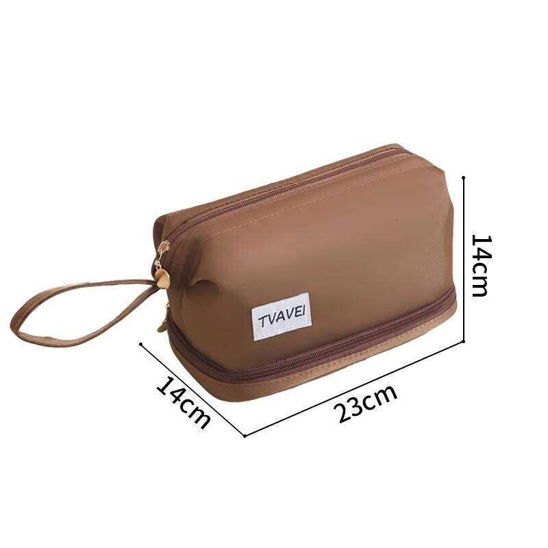 Girl Leisure Twill Double Layer Makeup Travel Wash Bag Large Capacity Cosmetic Storage Bags for Woman Oxford Cloth Y260206