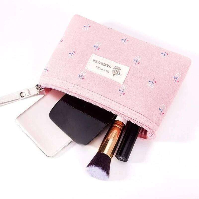 Small Floral Cosmetic Bag Travel Zipper Toiletry Organizer Wash Make Up Storage Pouch Purse for Women Daily Use Y260206