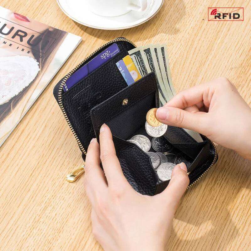 Western Short Multifunctional RFDI Blocking Leather Women Wallet Fashion Large Capacity Coin Purse for Ladies Y260206