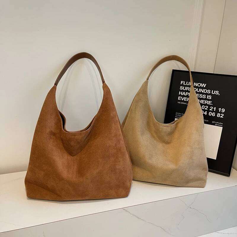 MOODS Casual Shoulder Bag Set For Women 2-IN-1 Suede Pure Color Large Capacity Shopper Tote 2024 Winter New Handbags Female Z260207 - view 7