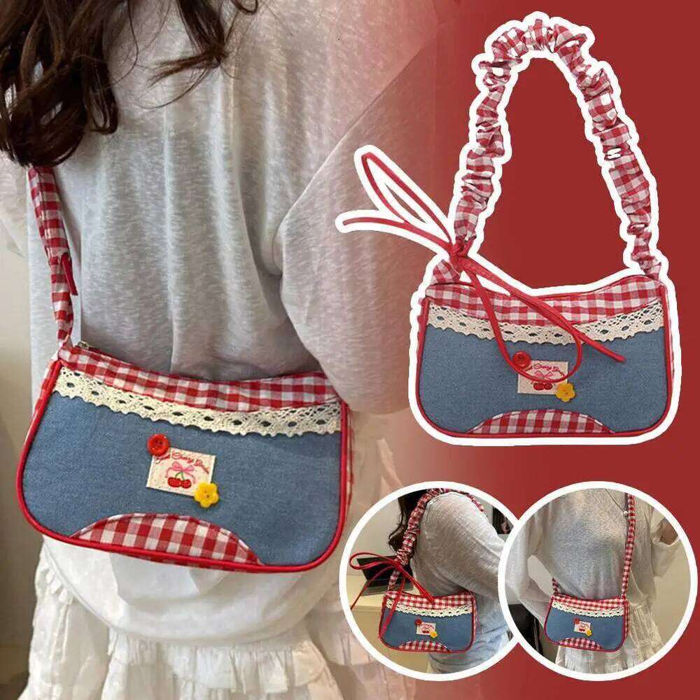 Cute Shoulder Plaid Small Fresh Hand-held Commuting Niche Design Large Capacity Casual Armpit Bag Z260207 - view 3