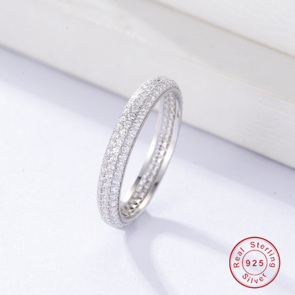 Rulalei Ins Top Sell Wedding Rings Luxury Jewelry Real 100% 925 Sterling Silver Pave White Topaz CZ Diamond Gemstones Eternity Party Women Bridal Ring Lover Gift