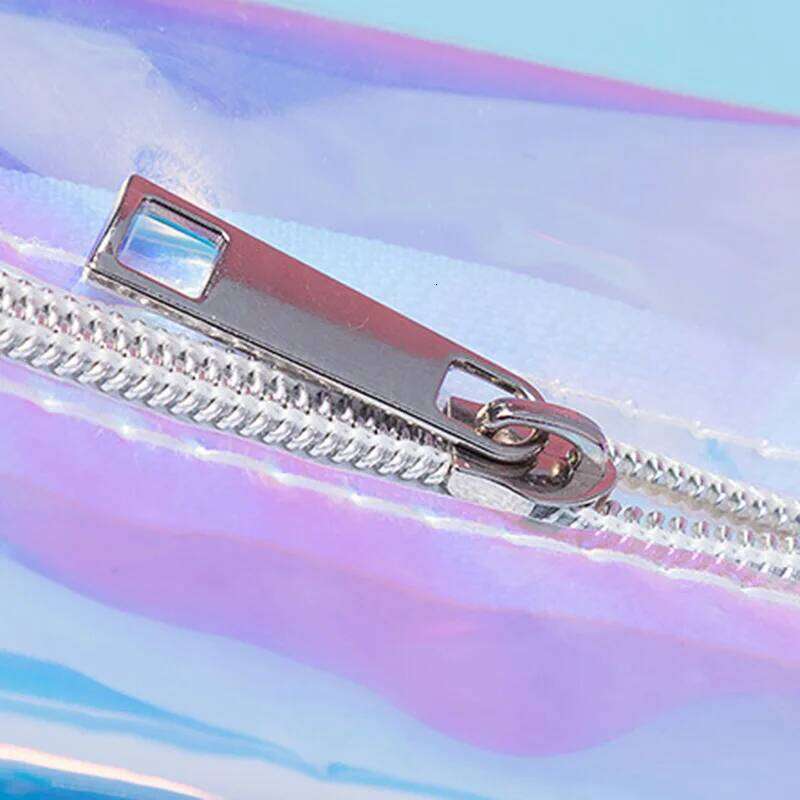 2023 New Holographic Makeup Cosmetic Travel Bag Toiletry Organizer Purse Women PVC Transparent Jelly Pouch for Ladies Y260206