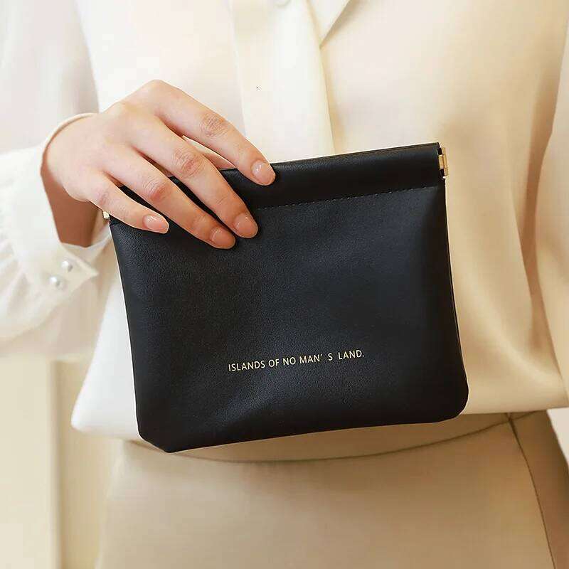 1Pc Mini Lipstick Key Jewelry Cosmetic Women Portable Automatic Closing Makeup Storage Bag Pouch PU Earphone Coin Handbag Y260206