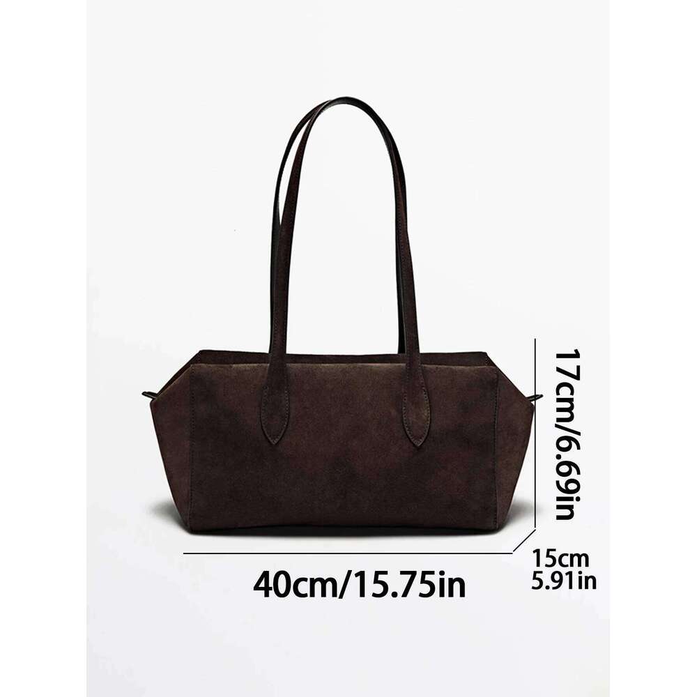 Ladies' casual solid color suede single-shoulder bag, large-capacity fashionable handbag, suitable for work and t Y260204