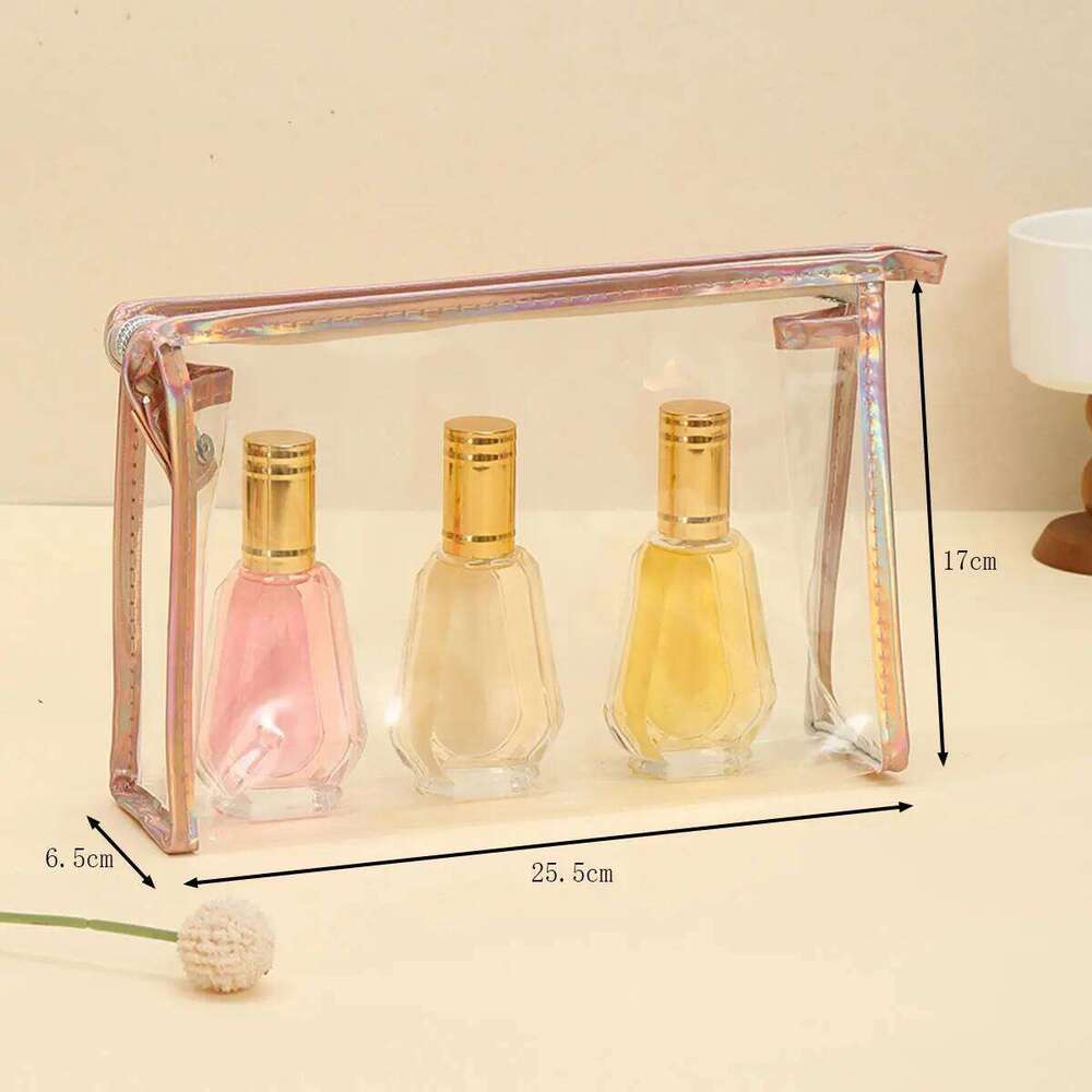 Fashion two-piece waterproof PVC cosmetic Laser fish scale transparent storage beauty Multi functional makeup bag Y260206