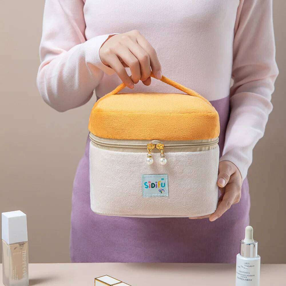 Cute Ladies Tote Travel Cosmetic Storage Large Capacity Toiletry Makeup Pouch Portable Square Women Lint Zipper Bag Y260206