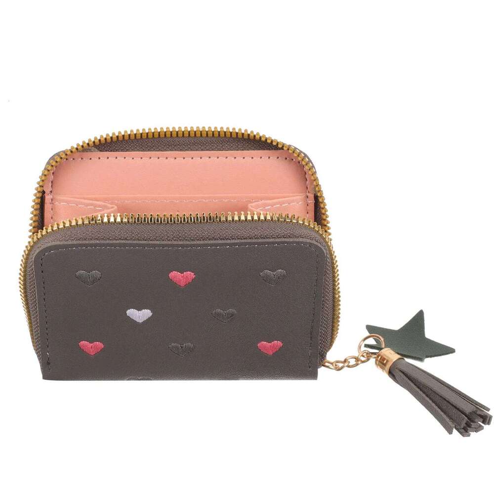 PU Wallet Women Small Coin Bag Tassel Pendant Compact Zipper Portable Change Purse for Daily Travel Y260206